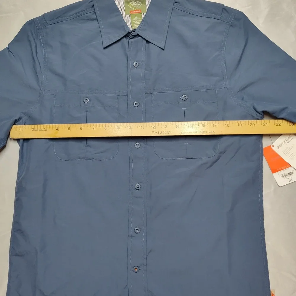 St Johns‎ Bay Outdoor Men Small Indigo Short Sleeve Vented Fishing Shirt NEW